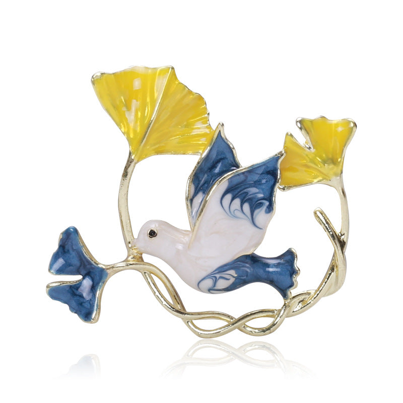 Ginkgo Bird Alloy Brooch PA5849
