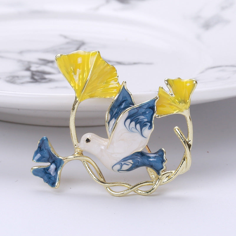 Ginkgo Bird Alloy Brooch PA5849 - view 6