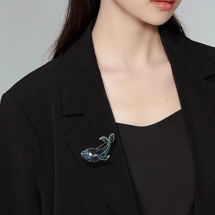 Dolphin Alloy Crystal Brooch PA5850 - view 3