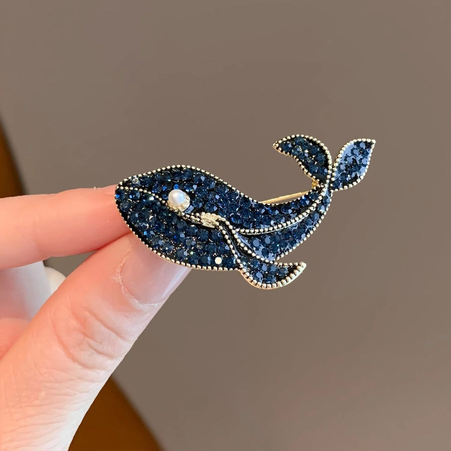 Dolphin Alloy Crystal Brooch PA5850