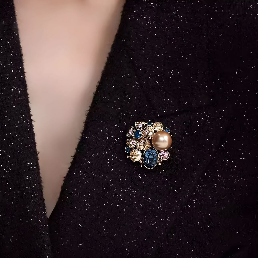 Flower Pearl Alloy Rhinestone Brooch PA5861 - view 3