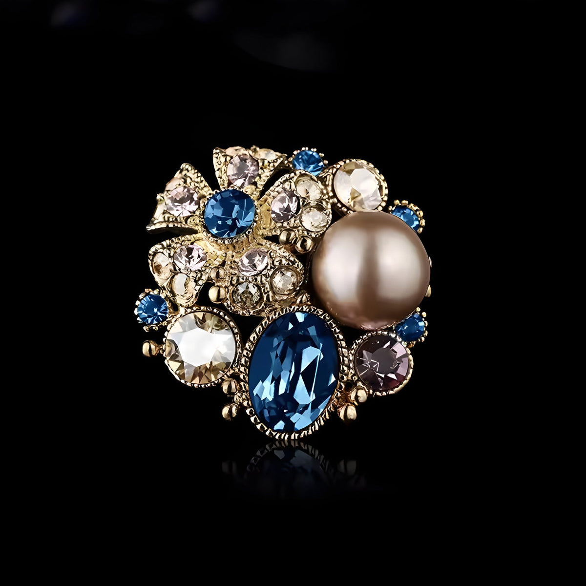 Flower Pearl Alloy Rhinestone Brooch PA5861 - view 2
