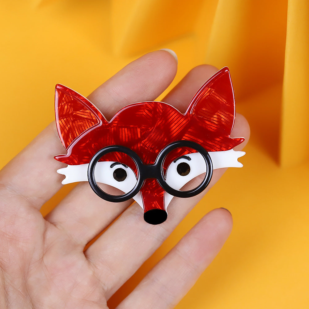 Glasses Fox Acrylic Brooch PA5876 - view 3