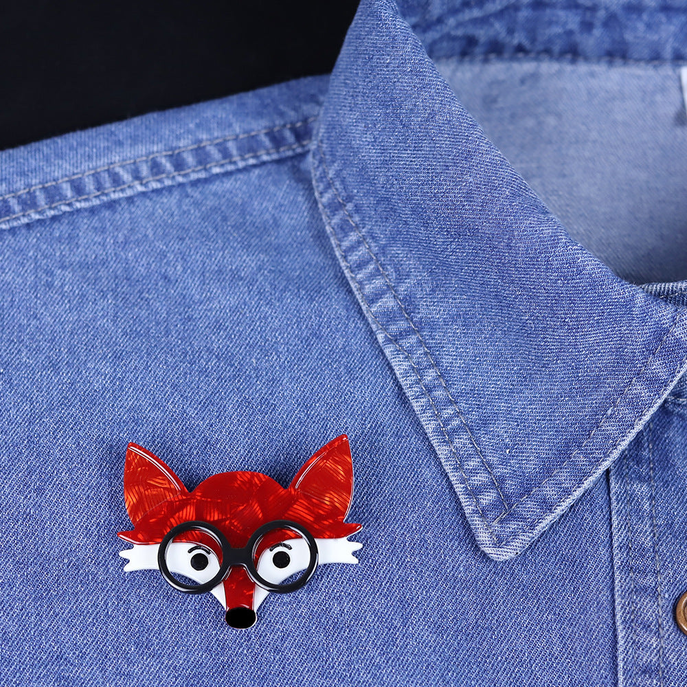 Glasses Fox Acrylic Brooch PA5876 - view 5
