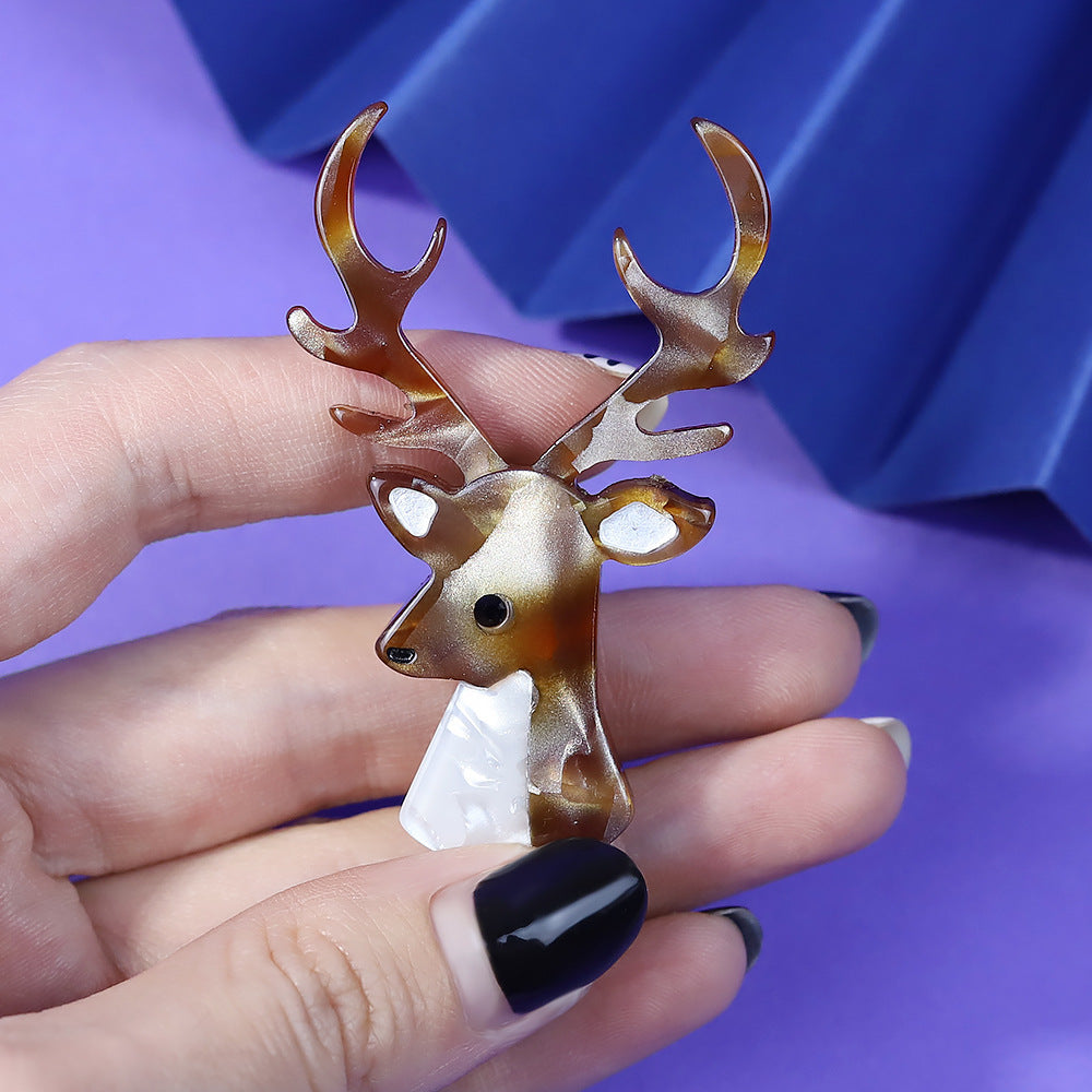 Elk Head Acrylic Brooch PA5883 - view 3