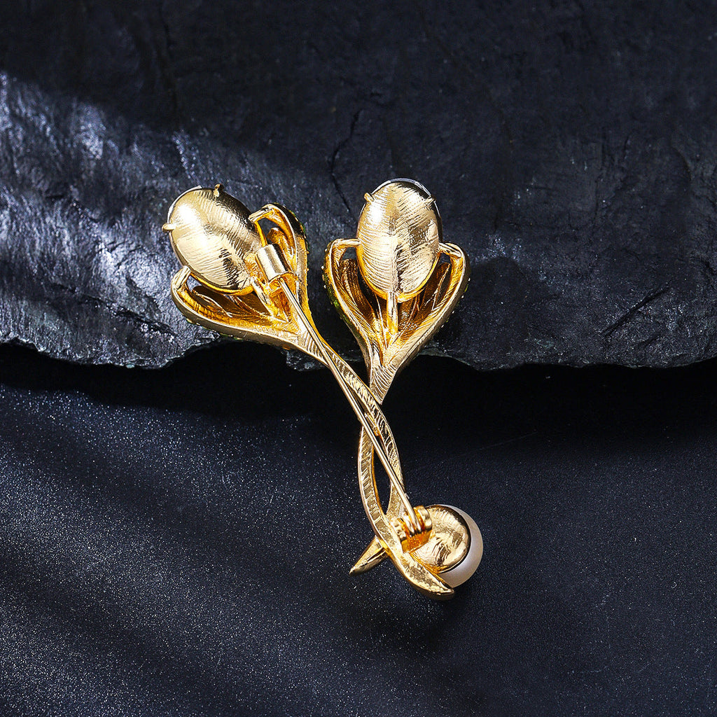 Tulip Alloy Crystal Rhinestone Brooch PA5889 - view 3
