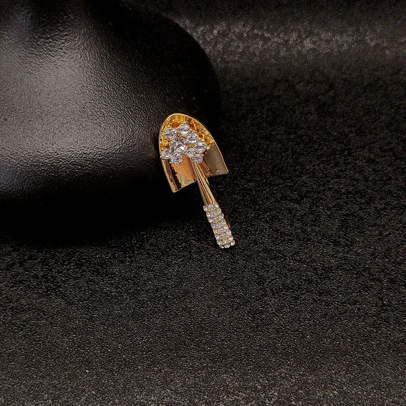 Shovel Alloy Rhinestone Brooch PA5890