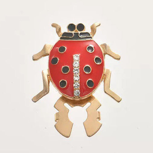 Ladybug Alloy Rhinestone Button Cover MIS5929