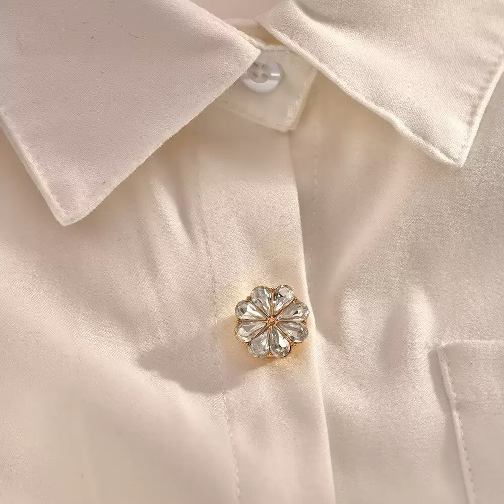 Snowflake Alloy Rhinestone Button Cover MIS5944