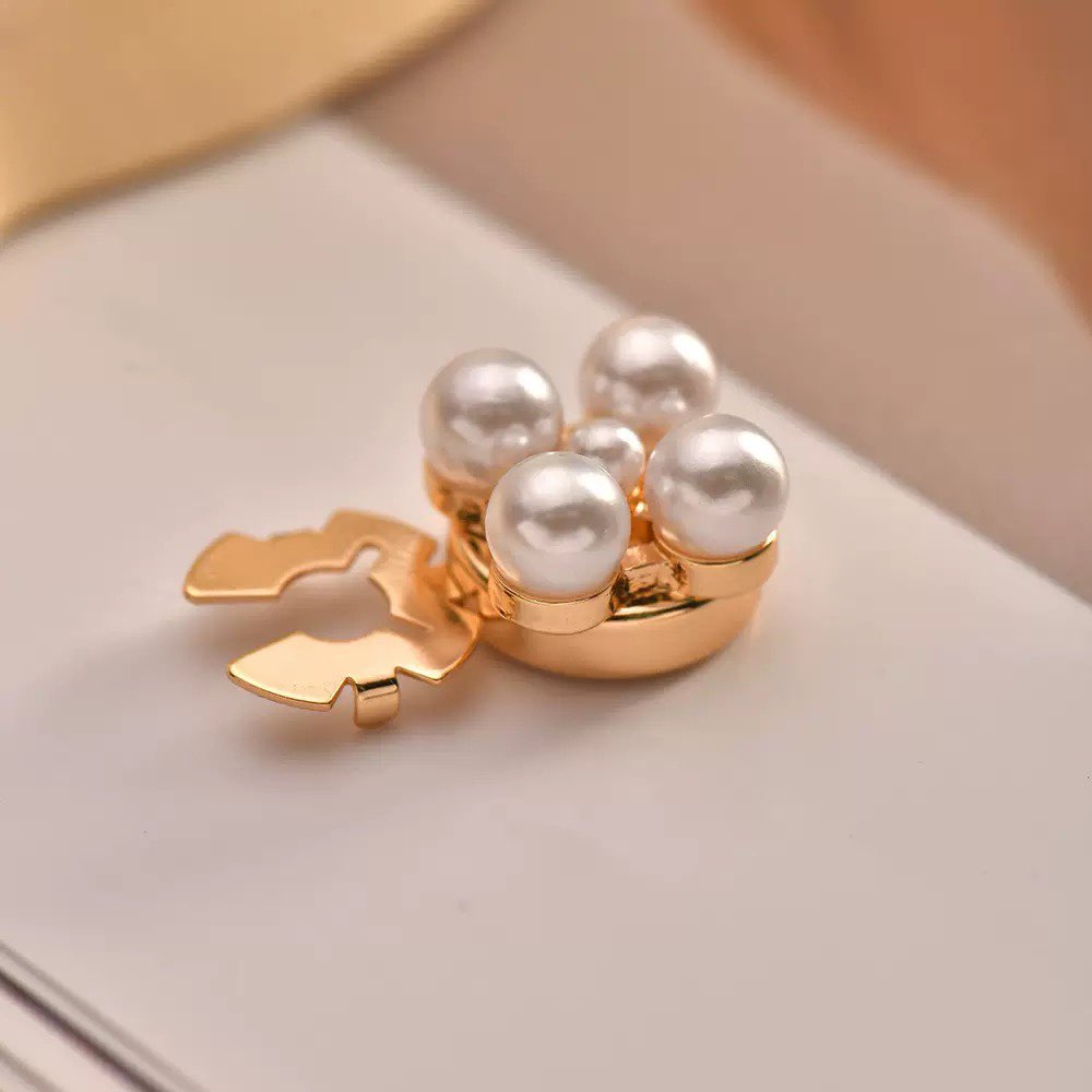 Glass Pearl Beads Alloy Button Cover MIS5945