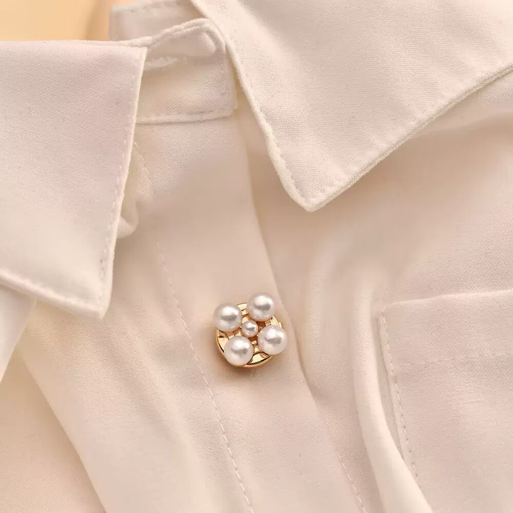 Glass Pearl Beads Alloy Button Cover MIS5945 - view 3