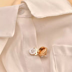 Glass Pearl Beads Alloy Button Cover MIS5945 - view 4