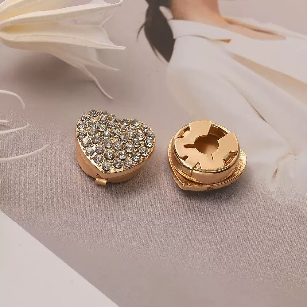 Heart Shaped Alloy Rhinestone Buttons MIS5946