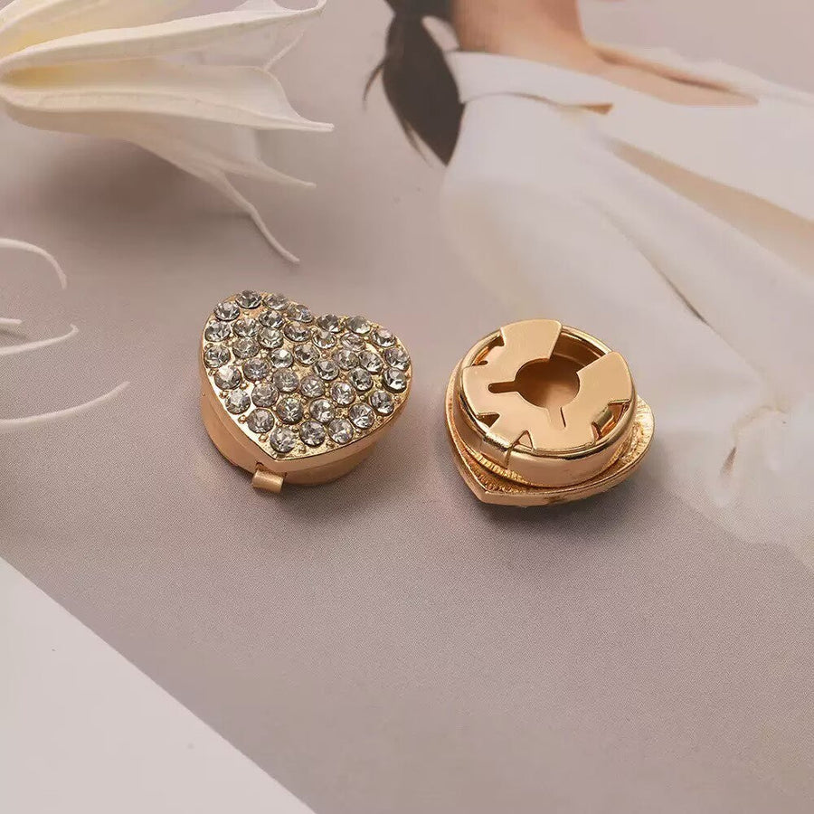 Heart Shaped Alloy Rhinestone Buttons MIS5946