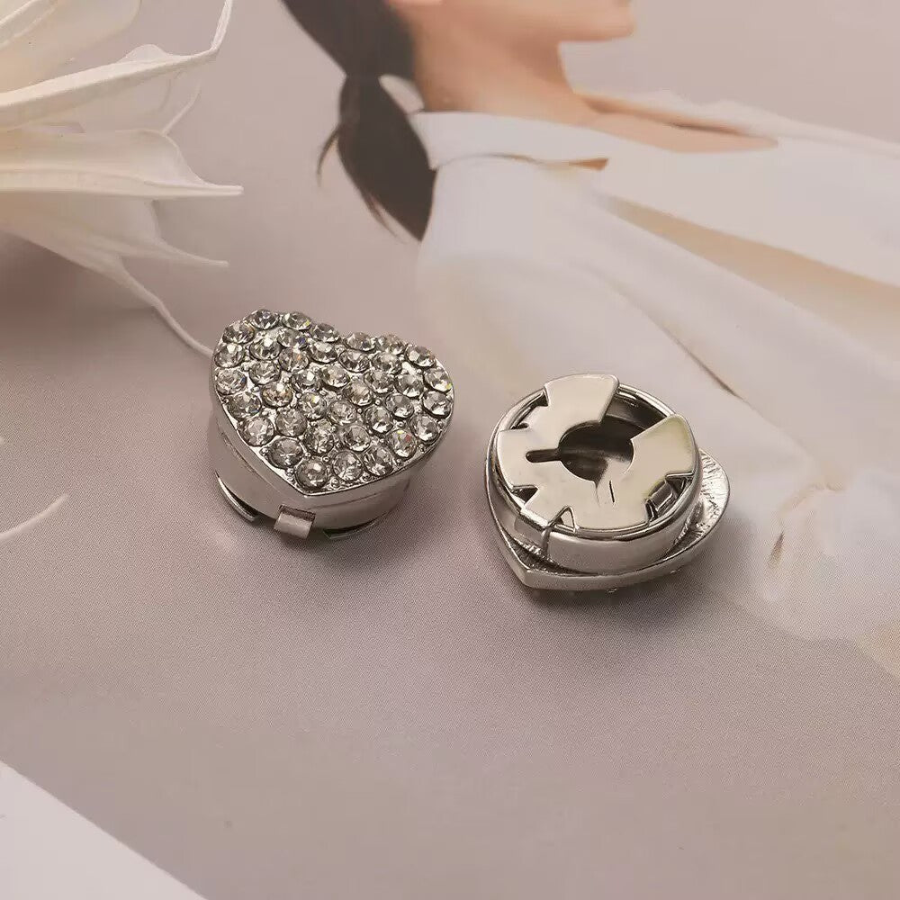 Heart Shaped Alloy Rhinestone Buttons MIS5946 - view 2