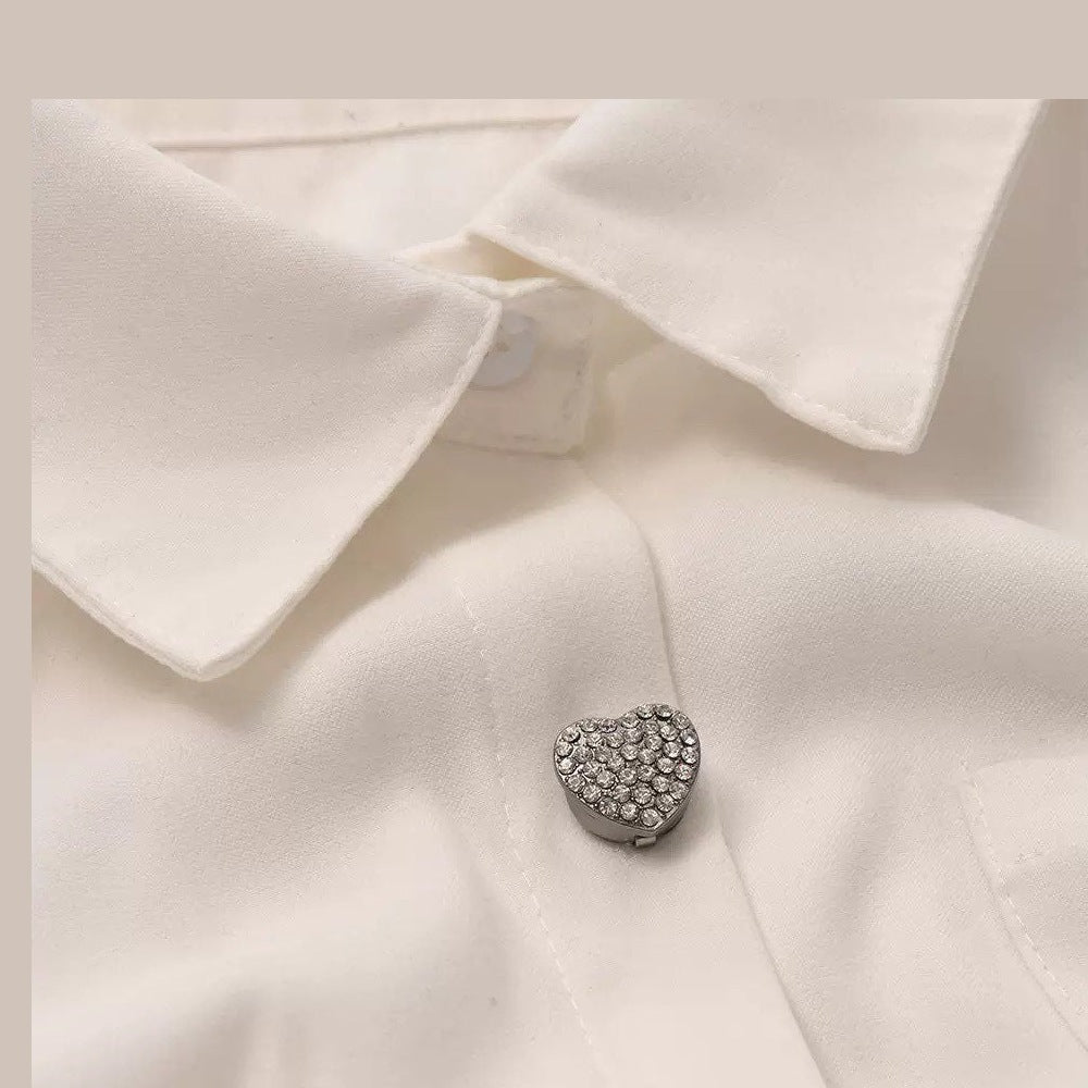 Heart Shaped Alloy Rhinestone Buttons MIS5946