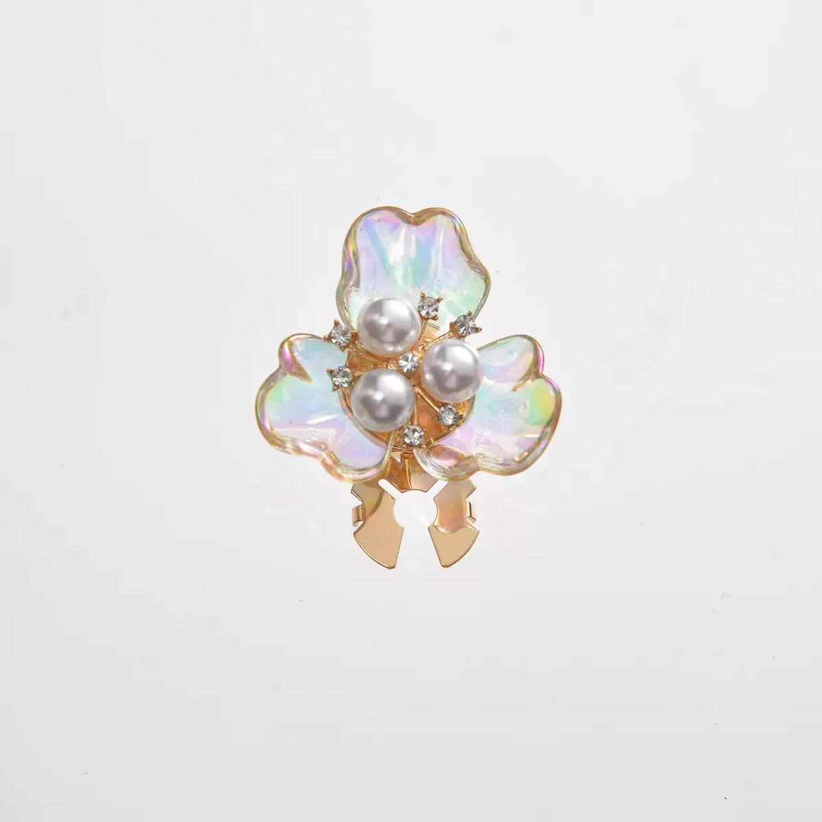 Seashell Petals Alloy Rhinestone Button MIS5951