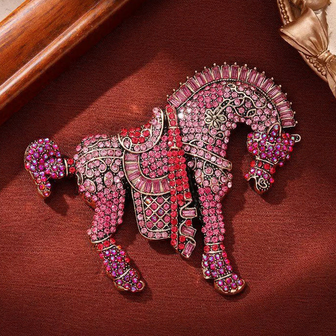 Horse Alloy Rhinestone Brooch PA5963 - view 4