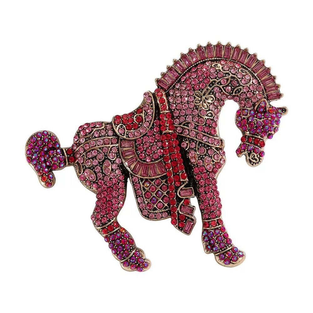 Horse Alloy Rhinestone Brooch PA5963 - view 2