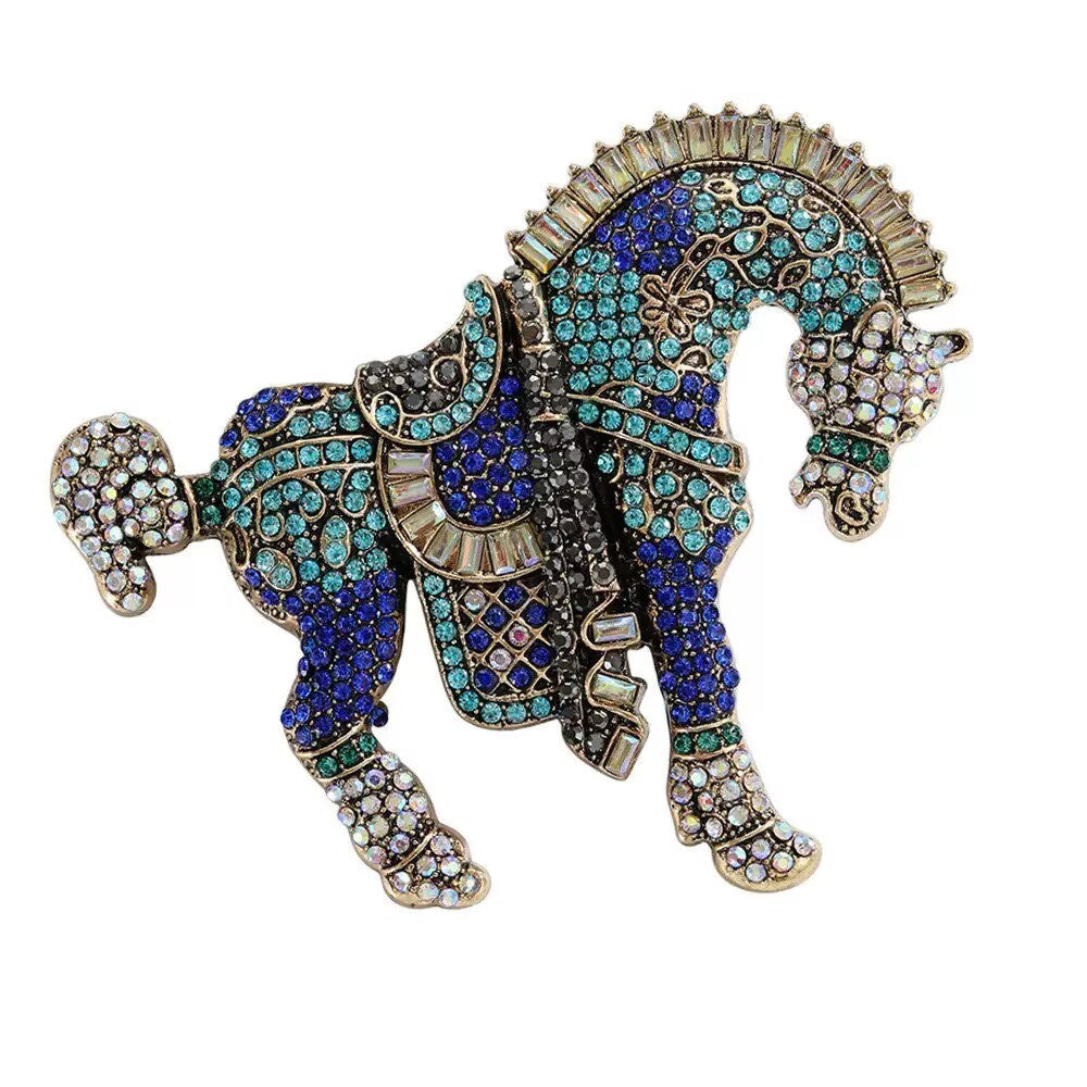 Horse Alloy Rhinestone Brooch PA5963 - view 3