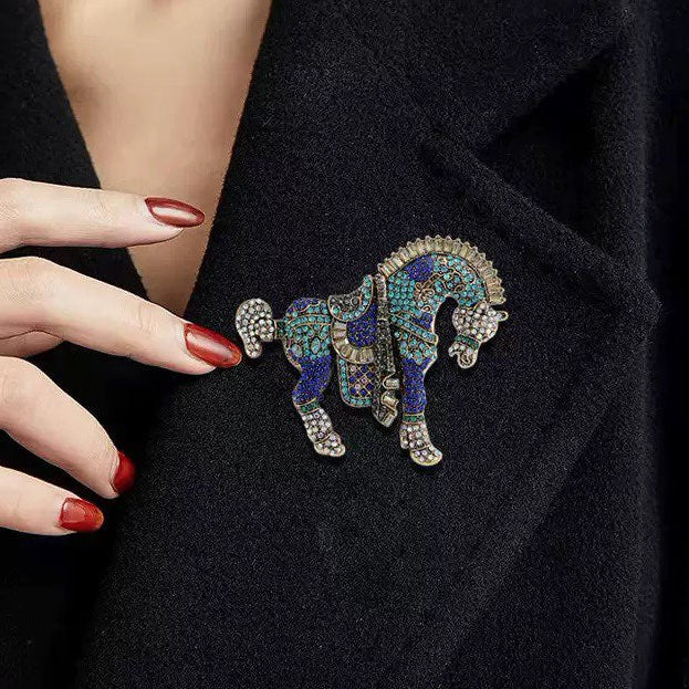 Horse Alloy Rhinestone Brooch PA5963 - view 5