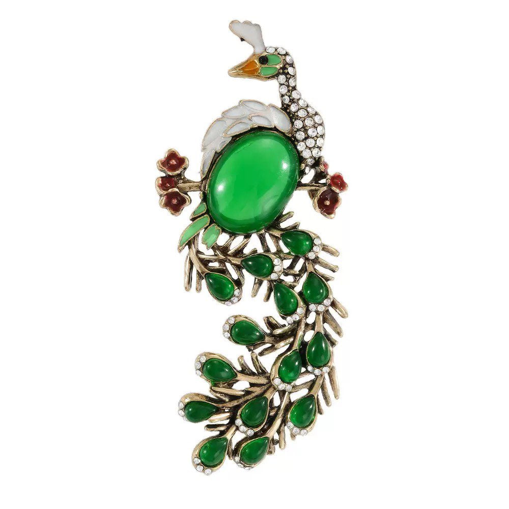 Peacock Alloy Rhinestone Brooch PA5965 - view 2