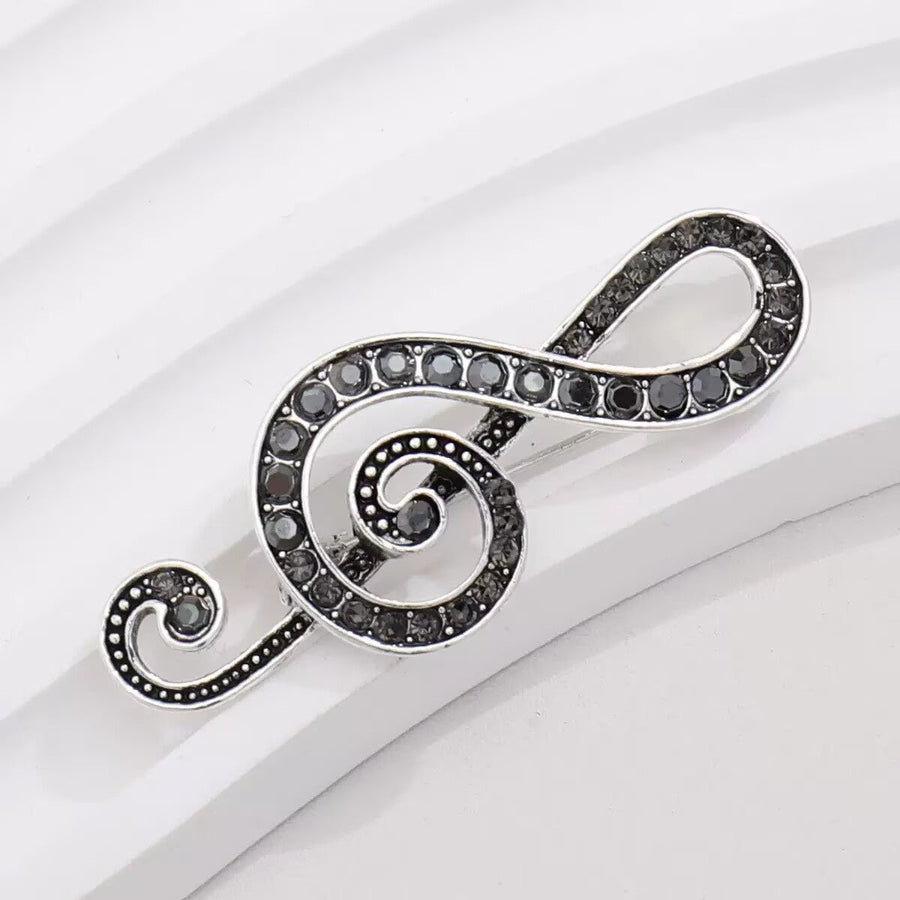 Note Alloy Rhinestone Brooch PA6003