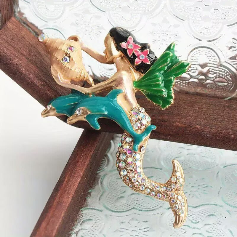 Mermaid Alloy Rhinestone Brooch PA6008