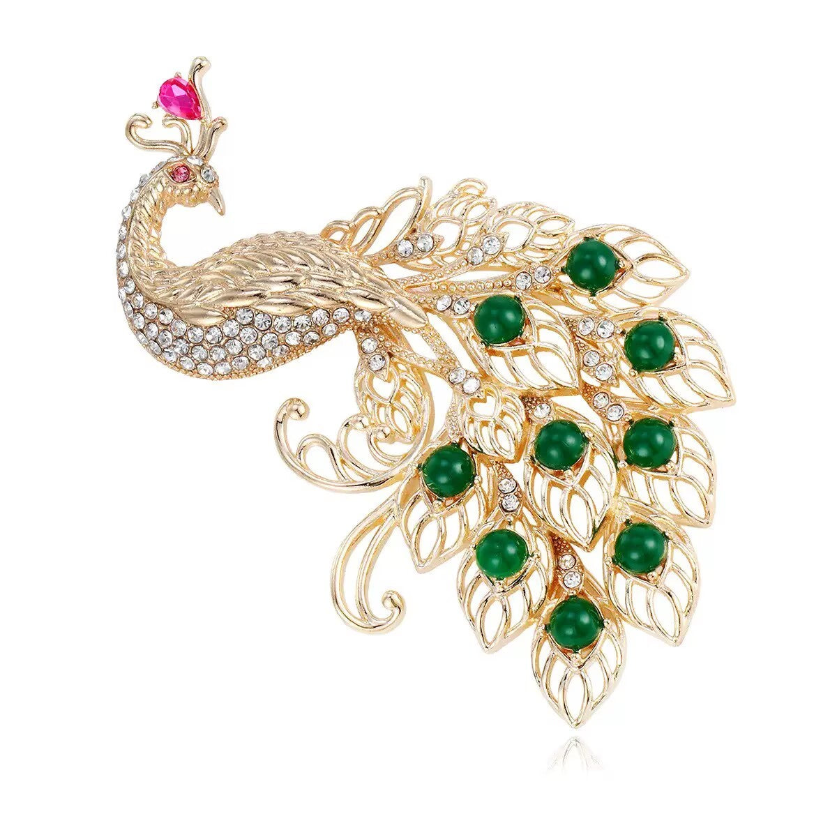 Peacock Rhinestone Alloy Brooch PA6026