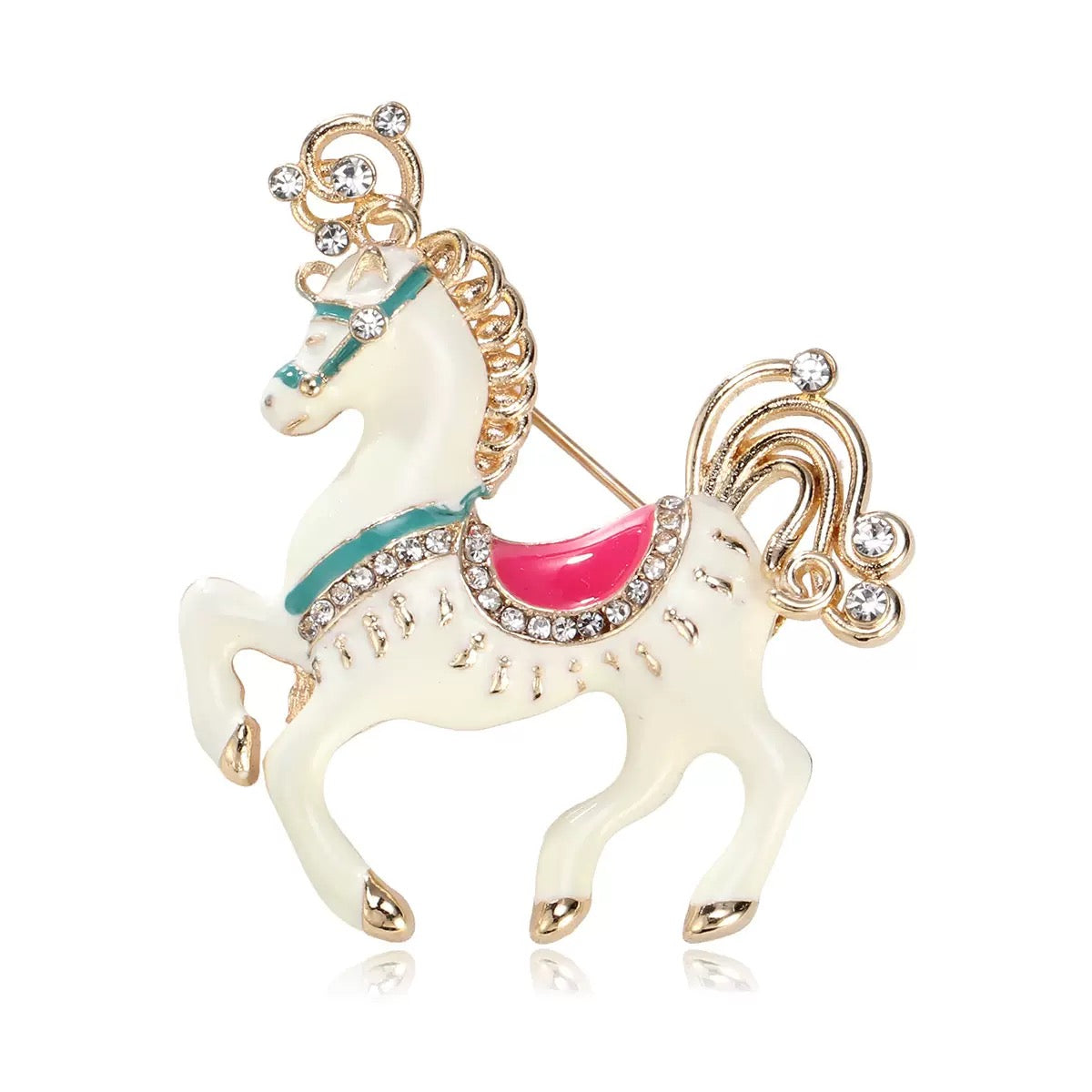 Horse Rhinestone Alloy Brooch PA6040