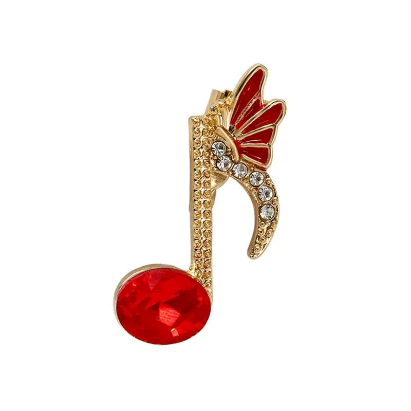 Note Alloy Rhinestone Brooch PA6077