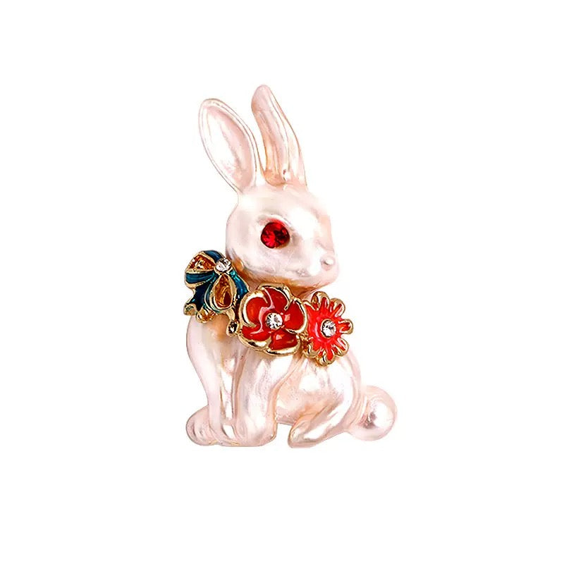 Rabbit Alloy Rhinestone Brooch PA6080