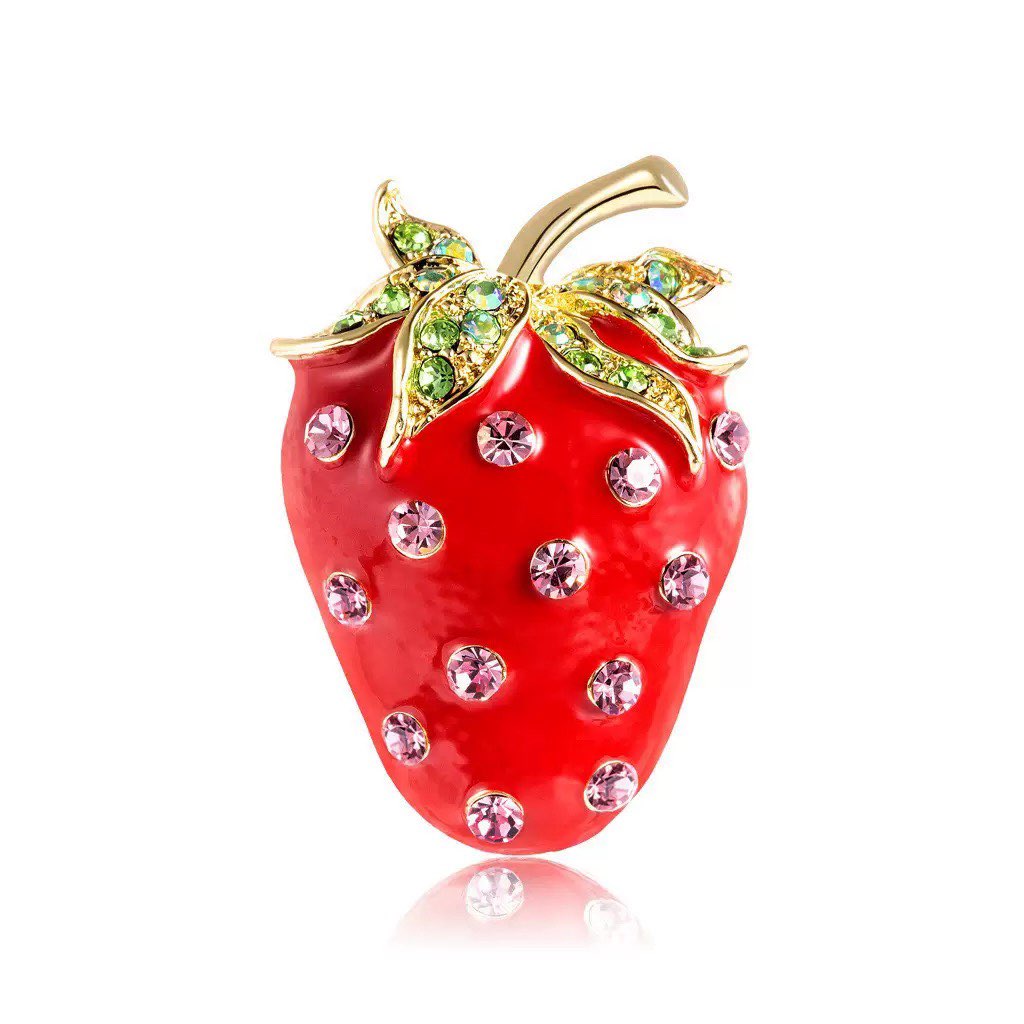 Strawberry Rhinestone Alloy Brooch PA6019