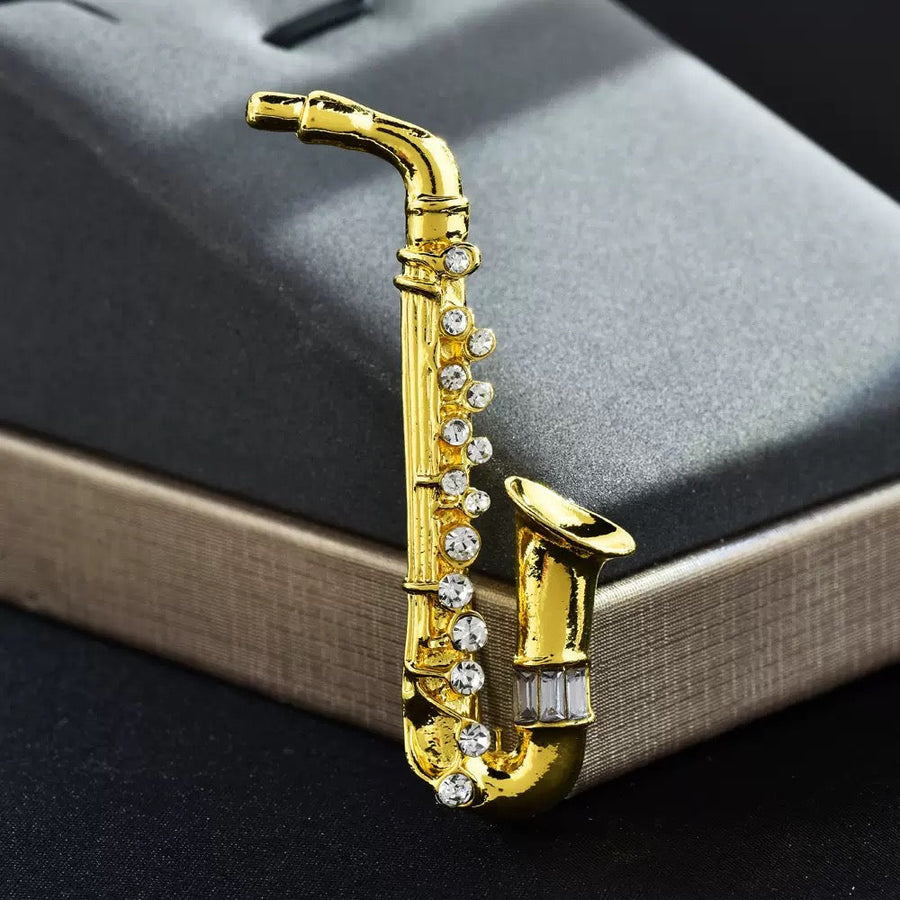 Trumpet Alloy Rhinestone Brooch PA6100