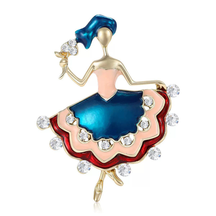 Girl Dancing Alloy Rhinestone Brooch PA6111