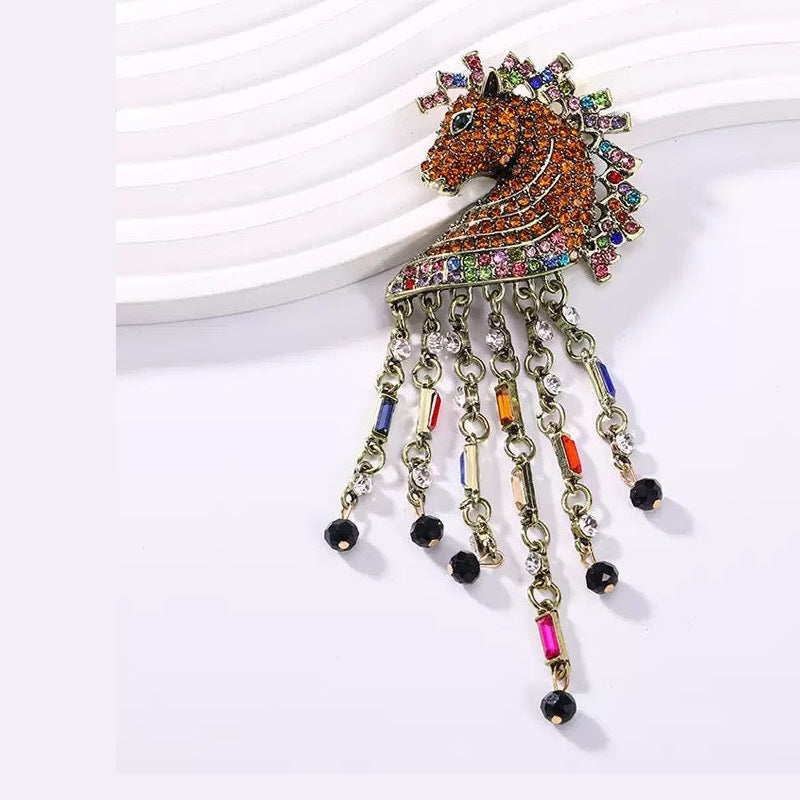 Horse Alloy Rhinestone Brooch PA6112