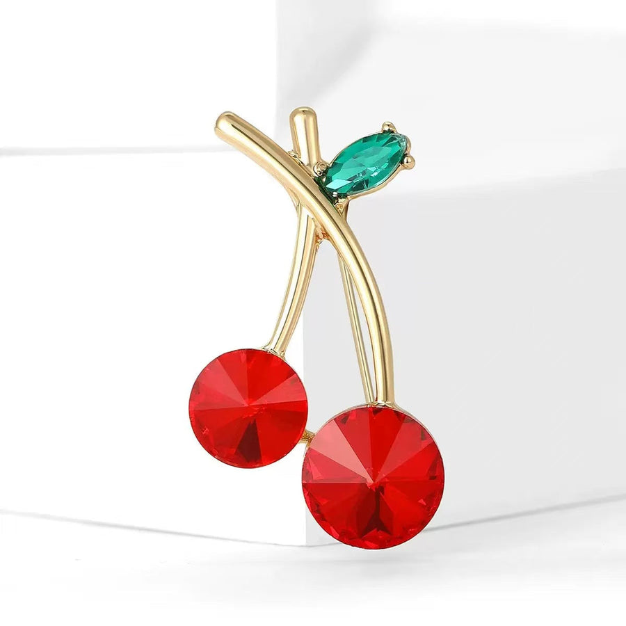 Cherry Alloy Rhinestone Brooch PA6116