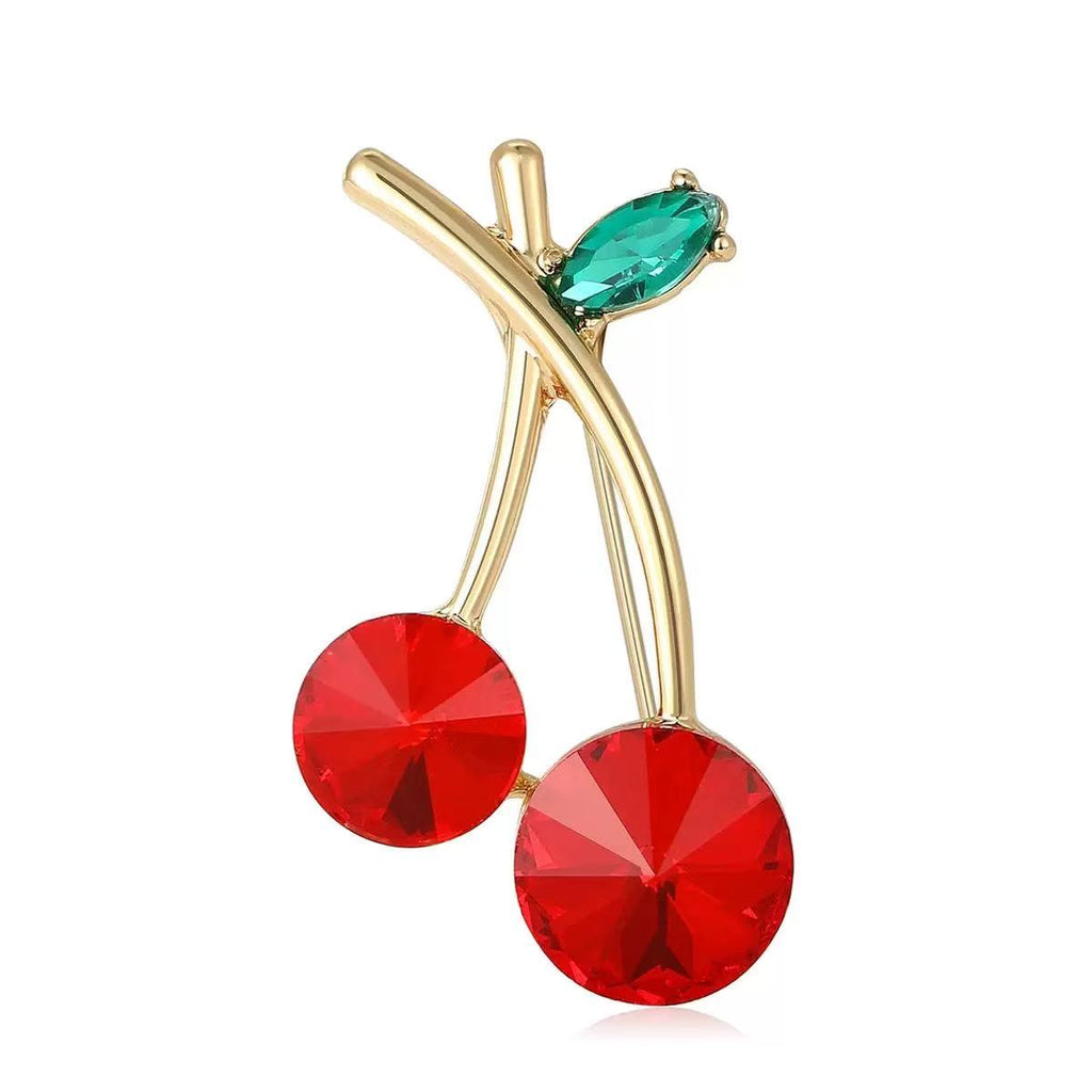 Cherry Alloy Rhinestone Brooch PA6116