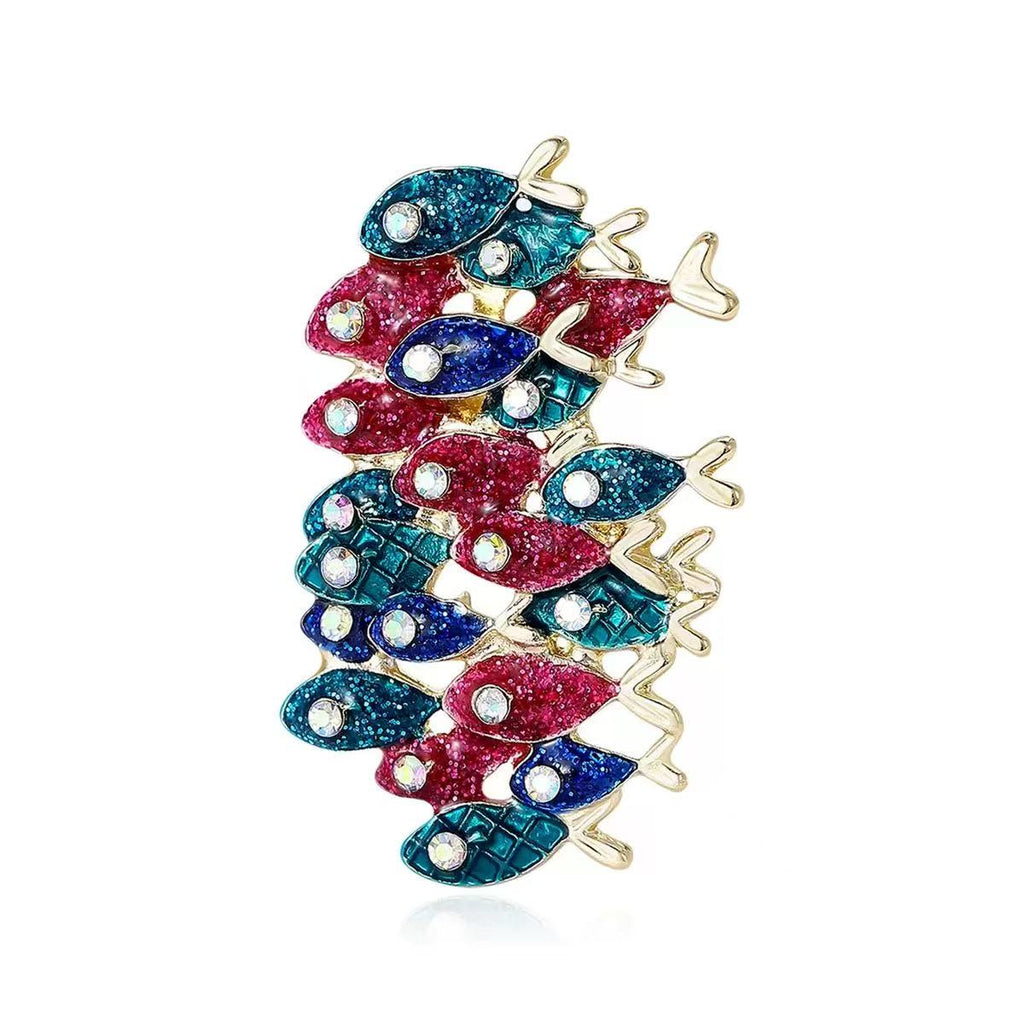 Fish Alloy Rhinestone Brooch PA6117
