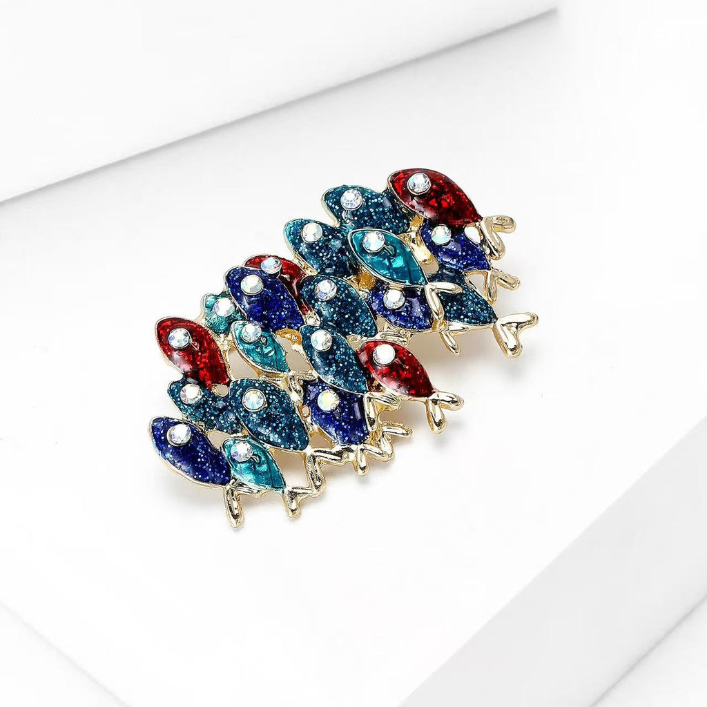 Fish Alloy Rhinestone Brooch PA6117