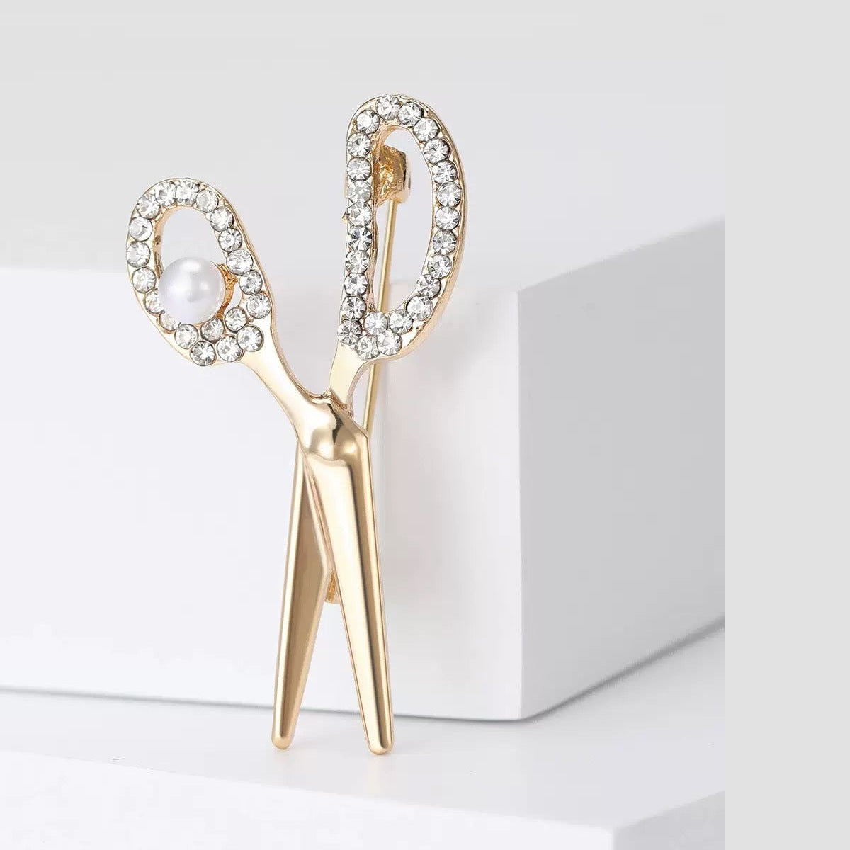 Scissors Alloy Rhinestone Brooch PA6123