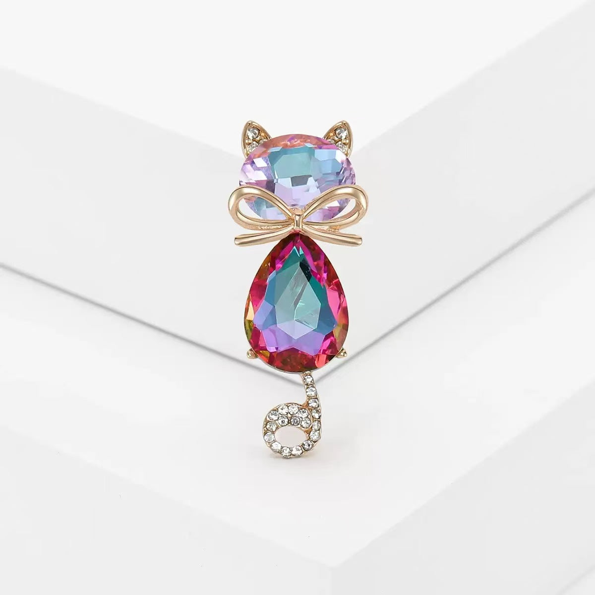 Cat Alloy Rhinestone Brooch PA6128