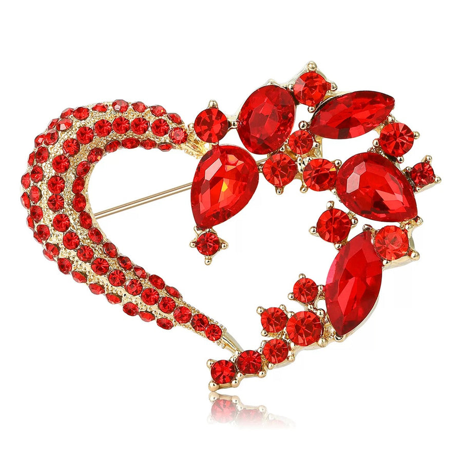 Heart-Shaped Alloy Rhinestone Brooch PA6129