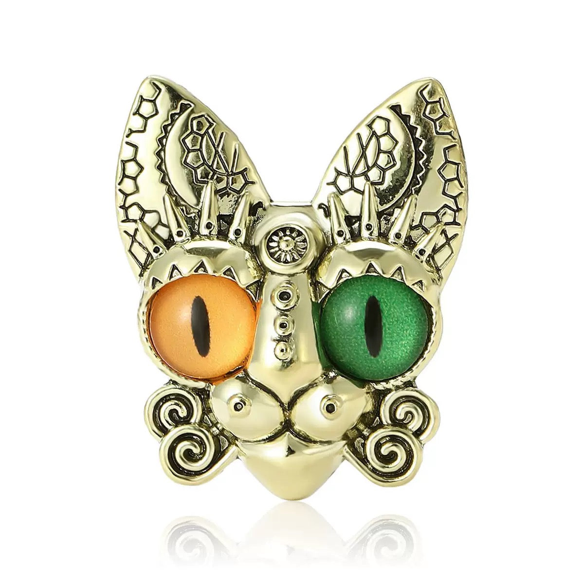 Cat Alloy Rhinestone Brooch PA6144