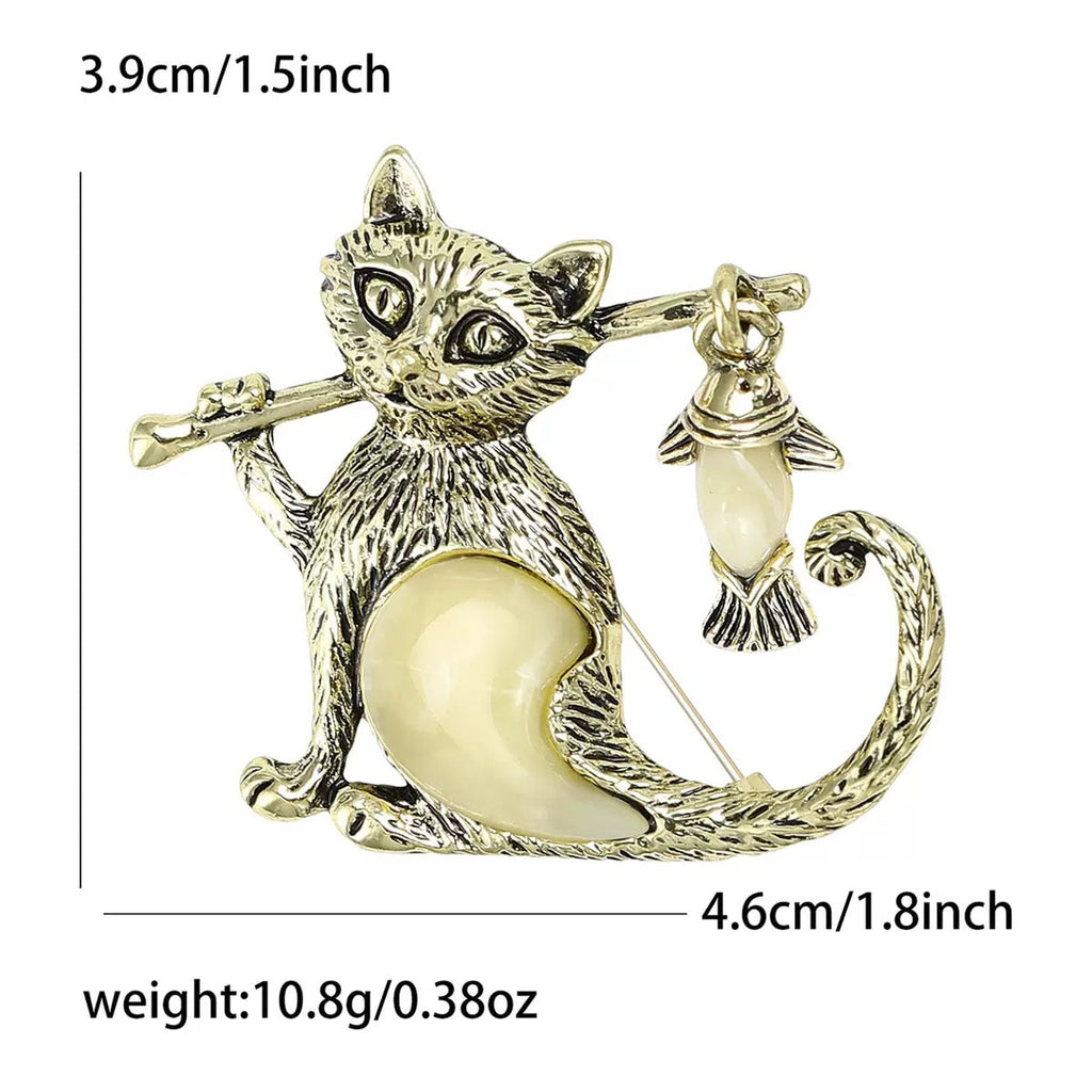 Cat Alloy Rhinestone Brooch PA6148 - view 2