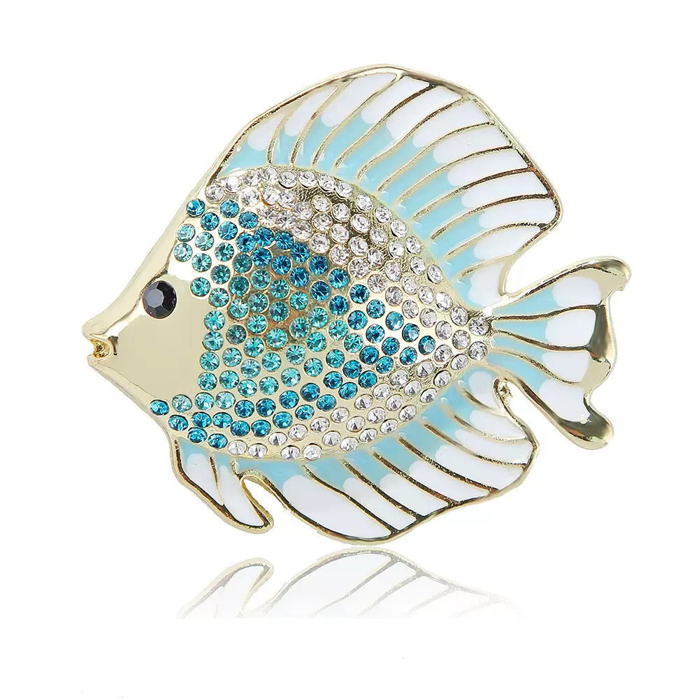 Fish Alloy Rhinestone Brooch PA6151
