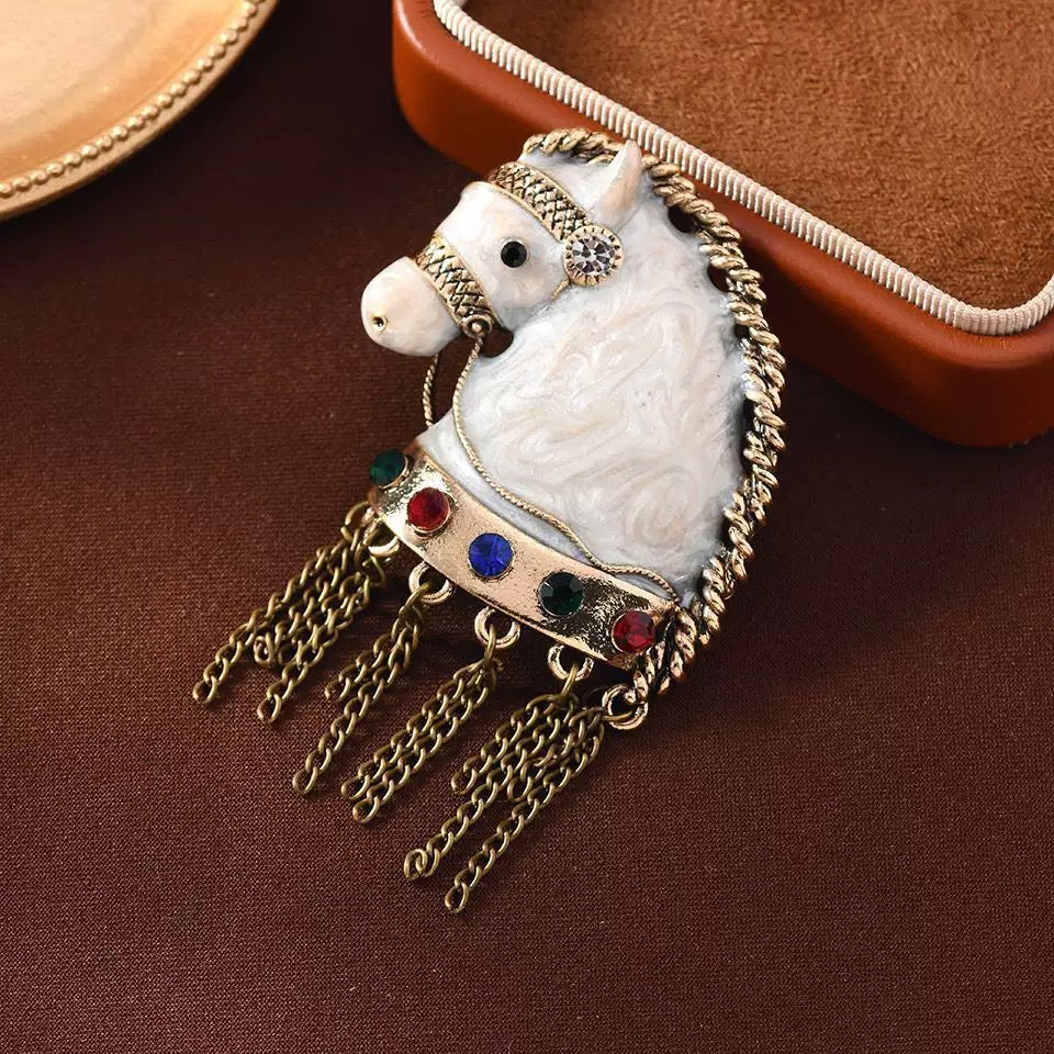 Horse Alloy Rhinestone Brooch PA6167