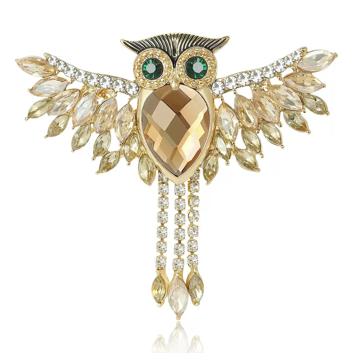 Owl Clover Alloy Rhinestone Brooch PA6172