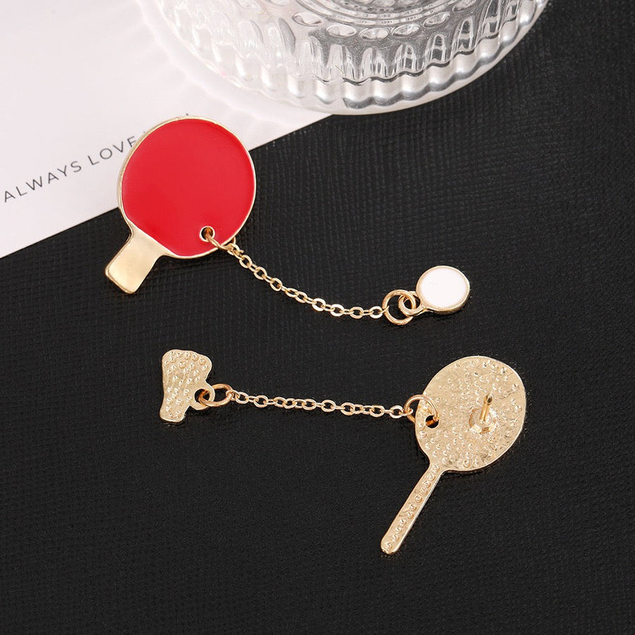 Table Tennis Alloy Rhinestone Brooch PA6201