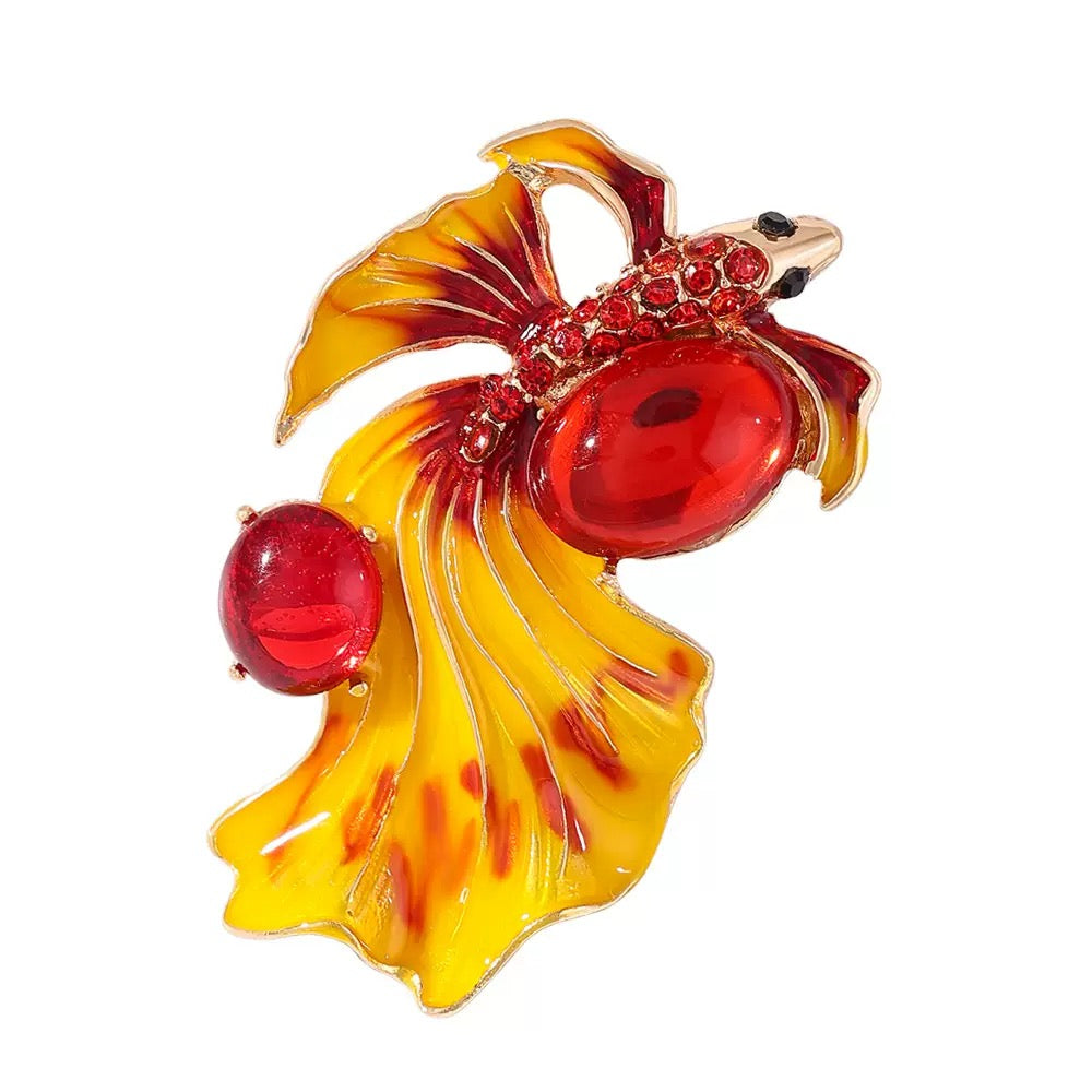 Fish Alloy Rhinestone Brooch PA6210
